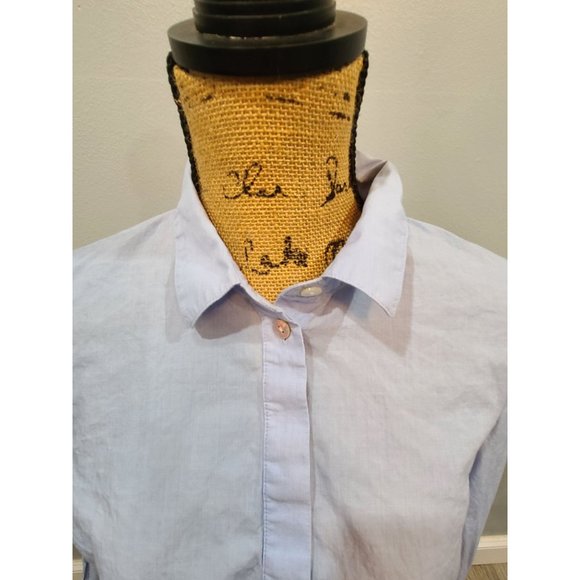 J. Jill Shirt Women's Large Light Blue Button Up Classic Cotton Office Staple - Picture 4 of 7